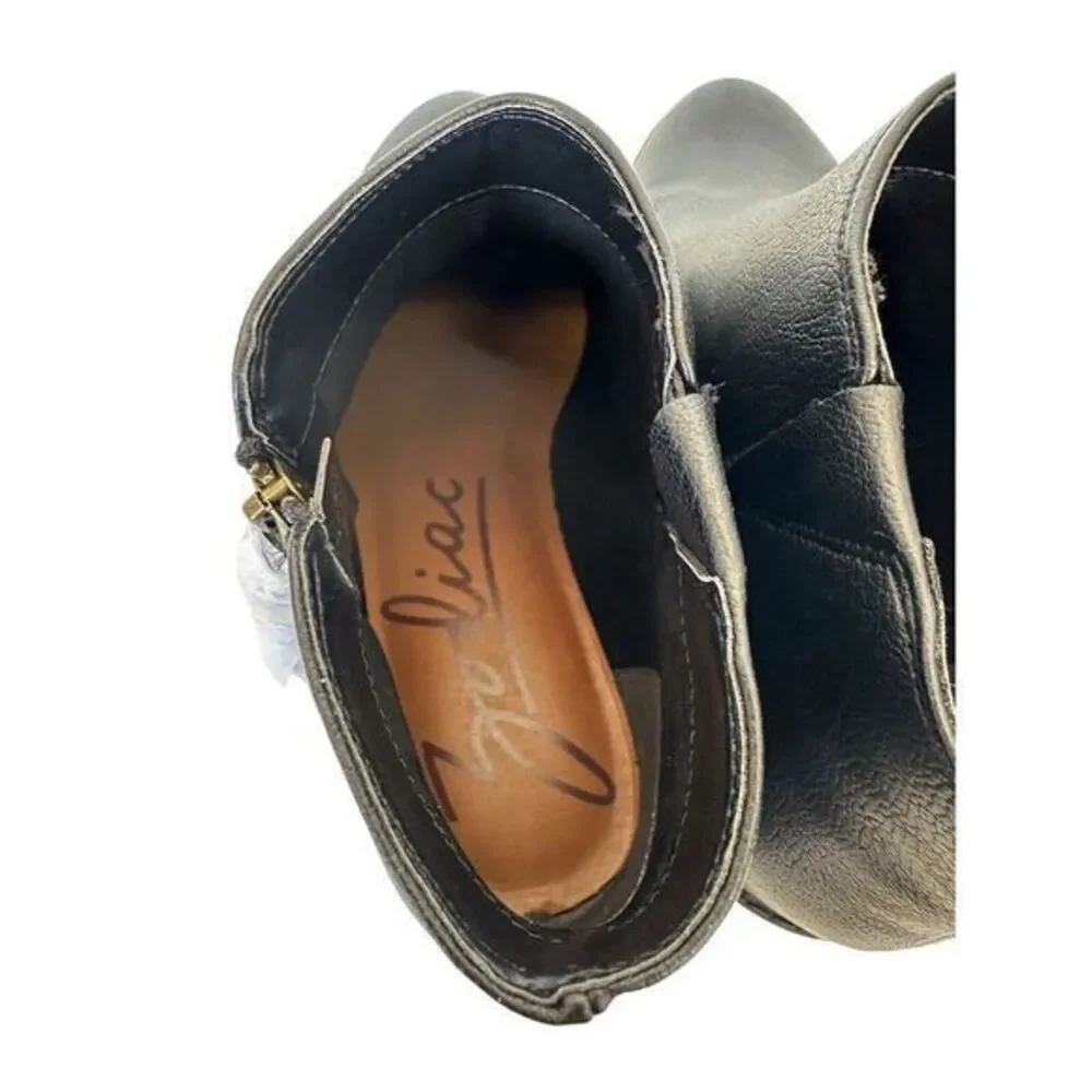 ZODIAC Val Western‎ Bootie Black Faux Leather Women's Sz 9M Low Stacked Heel NWB
